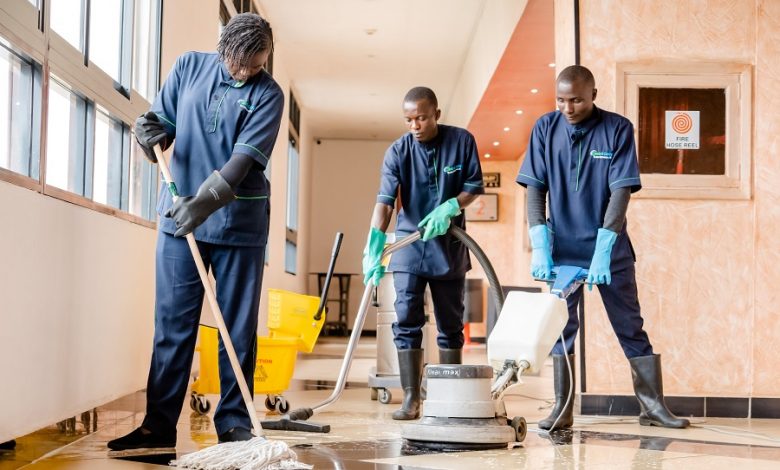 ladies cleaning.